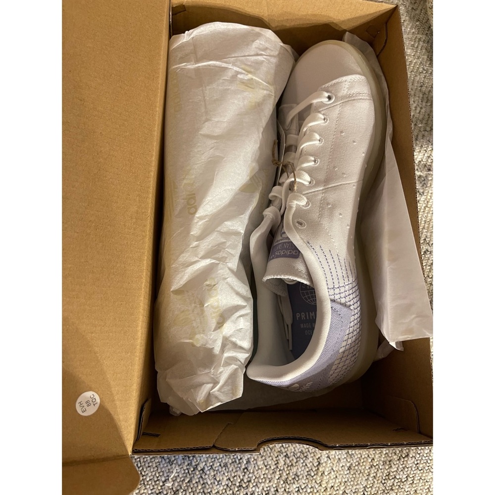 Adidas Stan Smith PrimeBlue Shoes Cloud White/Dust Purple NIB SZ 9.5 - Picture 11 of 15